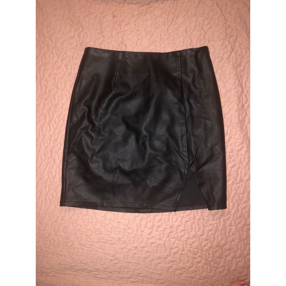 Leather Skirt with Slight Slit